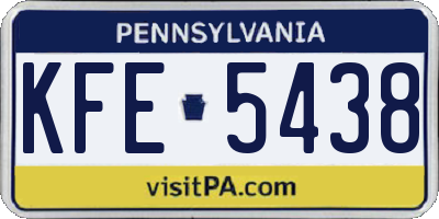 PA license plate KFE5438