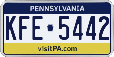PA license plate KFE5442