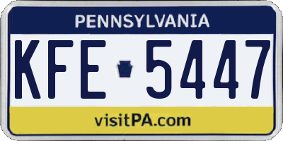 PA license plate KFE5447