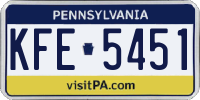 PA license plate KFE5451