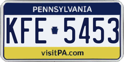PA license plate KFE5453