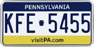 PA license plate KFE5455