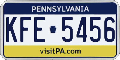 PA license plate KFE5456