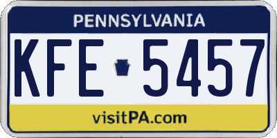 PA license plate KFE5457