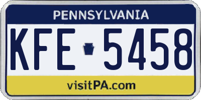 PA license plate KFE5458