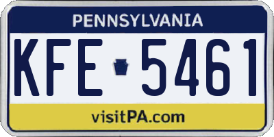 PA license plate KFE5461