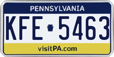 PA license plate KFE5463