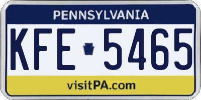 PA license plate KFE5465