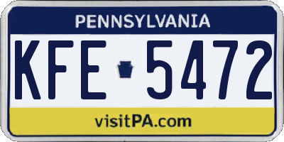 PA license plate KFE5472