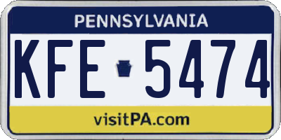 PA license plate KFE5474