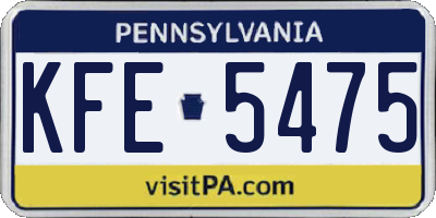 PA license plate KFE5475
