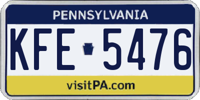 PA license plate KFE5476