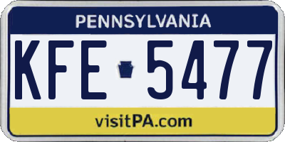 PA license plate KFE5477