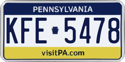 PA license plate KFE5478