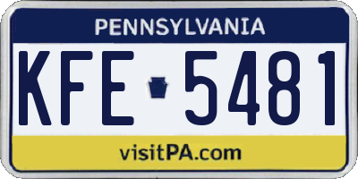 PA license plate KFE5481