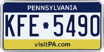 PA license plate KFE5490