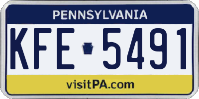 PA license plate KFE5491