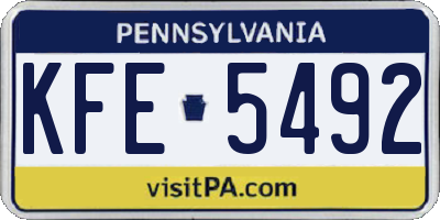 PA license plate KFE5492