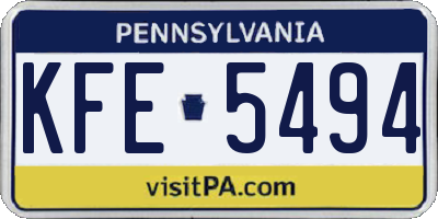 PA license plate KFE5494