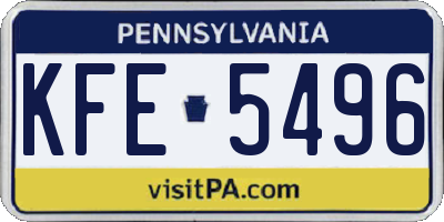 PA license plate KFE5496