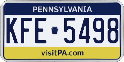 PA license plate KFE5498