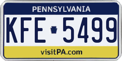 PA license plate KFE5499