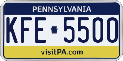 PA license plate KFE5500