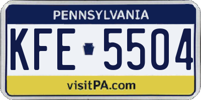 PA license plate KFE5504