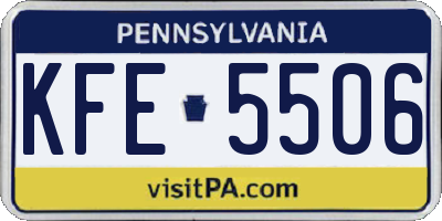 PA license plate KFE5506