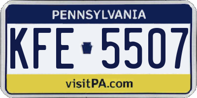 PA license plate KFE5507