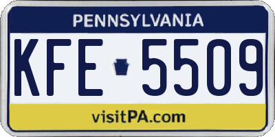 PA license plate KFE5509