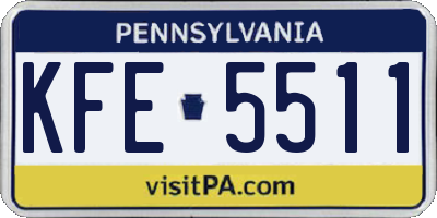 PA license plate KFE5511