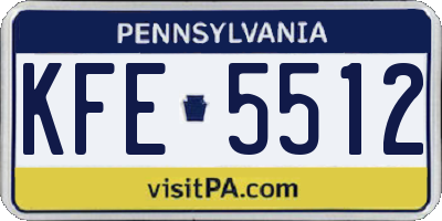 PA license plate KFE5512