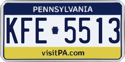 PA license plate KFE5513
