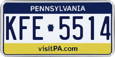 PA license plate KFE5514