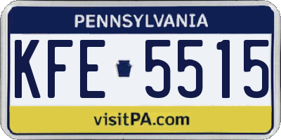 PA license plate KFE5515