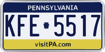 PA license plate KFE5517