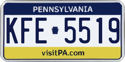 PA license plate KFE5519