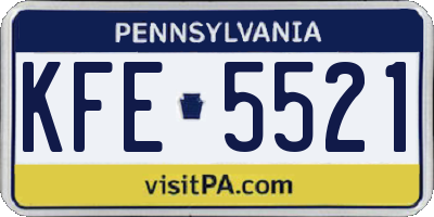 PA license plate KFE5521