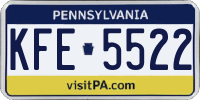 PA license plate KFE5522