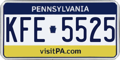 PA license plate KFE5525