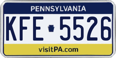 PA license plate KFE5526