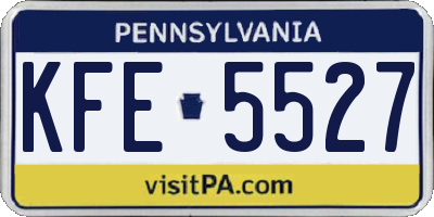 PA license plate KFE5527