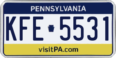 PA license plate KFE5531