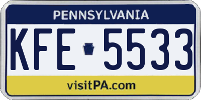PA license plate KFE5533
