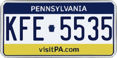 PA license plate KFE5535