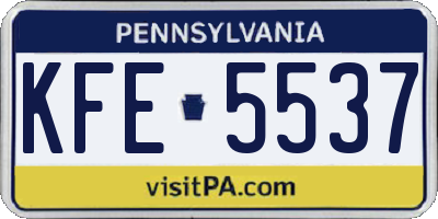 PA license plate KFE5537