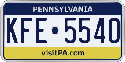 PA license plate KFE5540