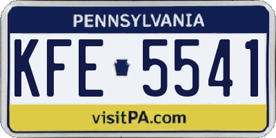 PA license plate KFE5541
