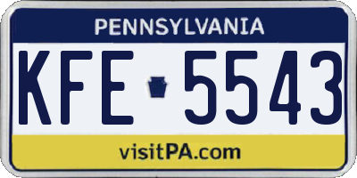 PA license plate KFE5543